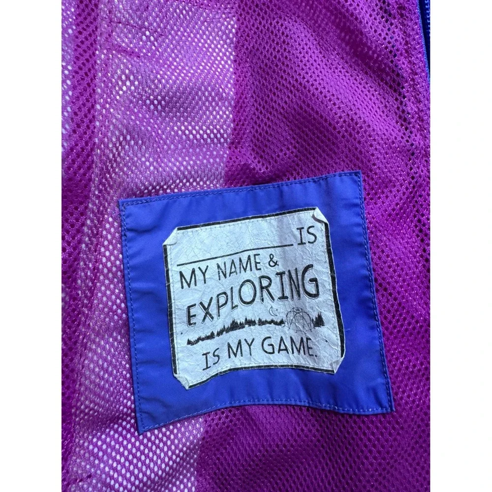 The North Face Windbreaker Jacket Girls Medium 10/12 Purple Blue Hooded Lined